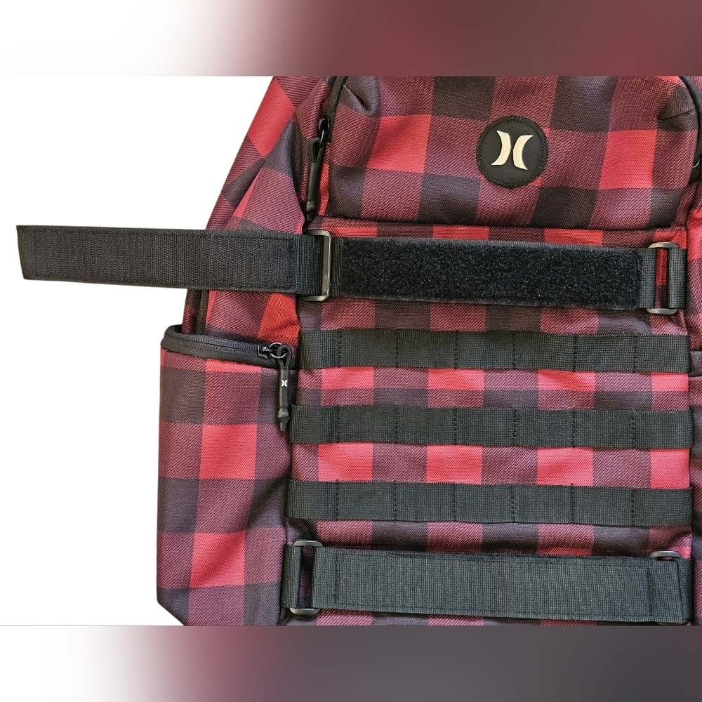 Hurley Red and Black Checkered Men's Skateboared Backpack, 15" And NEW! - Picture 4 of 11